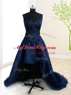 Most Popular Four Piece Straps Sleeveless Organza Quinceanera Dress Beading and Ruffles Zipper