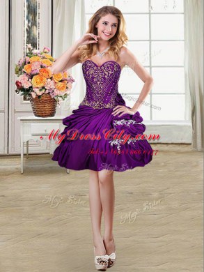 Four Piece Purple Ball Gowns Sweetheart Sleeveless Taffeta Floor Length Lace Up Beading and Appliques and Pick Ups Sweet 16 Dresses