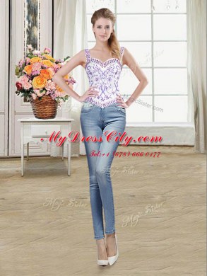 Four Piece Lavender Lace Up Straps Beading and Lace and Ruffles Quinceanera Gowns Organza Sleeveless