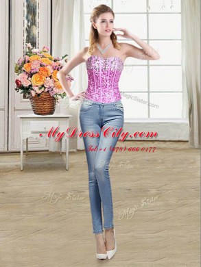 Wonderful Three Piece Sleeveless Floor Length Ruffles and Sequins Lace Up Quince Ball Gowns with Multi-color