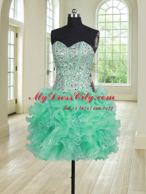 Three Piece Sleeveless Lace Up Floor Length Beading and Ruffles 15 Quinceanera Dress