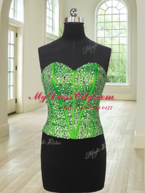 Four Piece Green Organza Lace Up 15th Birthday Dress Sleeveless Floor Length Beading and Ruffles