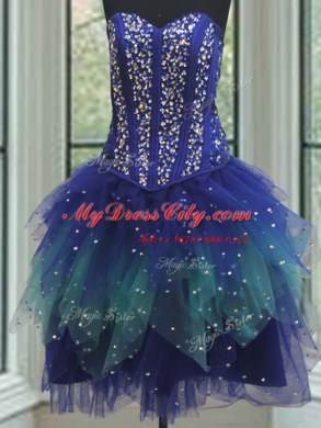 Three Piece Ball Gowns Quinceanera Gown Multi-color Sweetheart Tulle Sleeveless Floor Length Lace Up