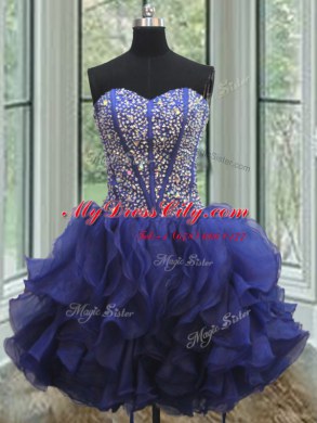 Three Piece Floor Length Royal Blue Quinceanera Dress Sweetheart Sleeveless Lace Up