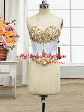 Three Piece White Lace Up Quinceanera Gowns Beading and Ruffled Layers Sleeveless Floor Length