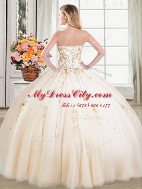 Simple Sleeveless Beading Lace Up Sweet 16 Dresses