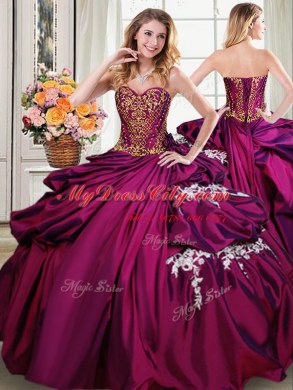 Dynamic Pick Ups Sweetheart Sleeveless Lace Up Quinceanera Dresses Burgundy Taffeta