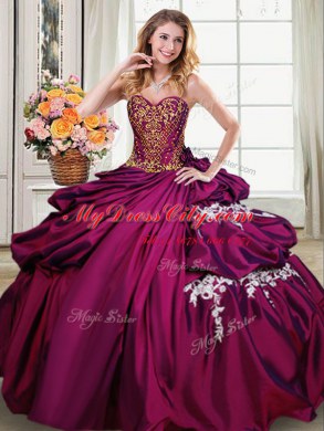 Dynamic Pick Ups Sweetheart Sleeveless Lace Up Quinceanera Dresses Burgundy Taffeta