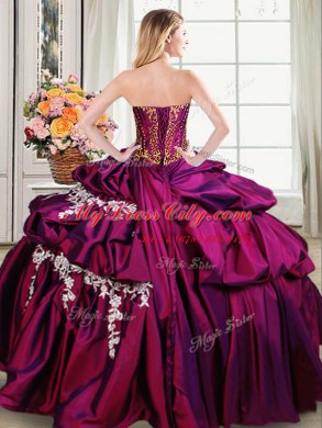 Dynamic Pick Ups Sweetheart Sleeveless Lace Up Quinceanera Dresses Burgundy Taffeta