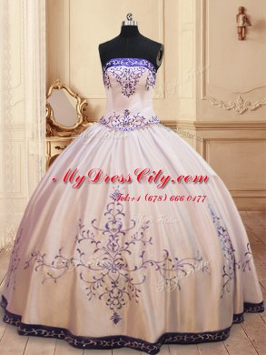 Glorious Four Piece Satin Sleeveless Floor Length Sweet 16 Dress and Beading and Embroidery