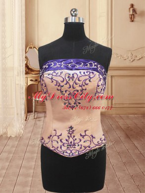 Glorious Four Piece Satin Sleeveless Floor Length Sweet 16 Dress and Beading and Embroidery