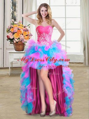 Multi-color Sleeveless Organza and Tulle Zipper Prom Gown for Prom and Party