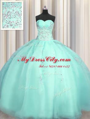 On Sale Really Puffy Sweetheart Sleeveless Organza Quinceanera Gowns Beading and Appliques Zipper