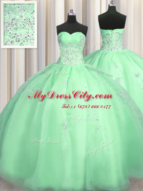 Custom Made Puffy Skirt Floor Length Apple Green Quinceanera Dress Sweetheart Sleeveless Zipper