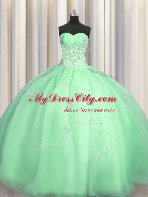 Custom Made Puffy Skirt Floor Length Apple Green Quinceanera Dress Sweetheart Sleeveless Zipper