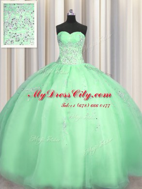 Custom Made Puffy Skirt Floor Length Apple Green Quinceanera Dress Sweetheart Sleeveless Zipper