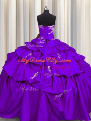 Admirable Sleeveless Appliques and Pick Ups Lace Up Quinceanera Gown