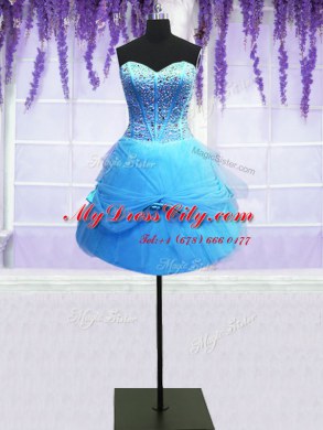 Suitable Three Piece Sleeveless Beading and Bowknot Lace Up Quinceanera Gowns