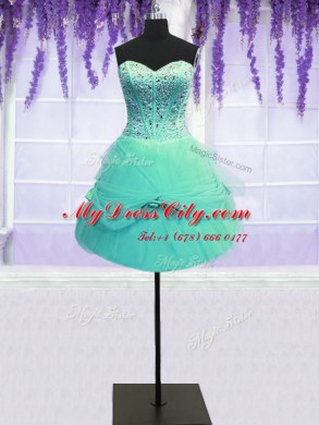 Three Piece Aqua Blue Sweet 16 Quinceanera Dress Military Ball and Sweet 16 and Quinceanera and For with Beading and Bowknot Sweetheart Sleeveless Lace Up