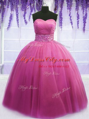Affordable Sleeveless Beading and Belt Lace Up Vestidos de Quinceanera