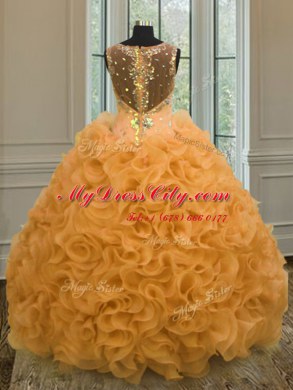 Sleeveless Beading and Ruffles Zipper 15 Quinceanera Dress