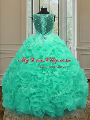 Simple Straps Sleeveless Zipper Floor Length Beading and Ruffles Quinceanera Gown