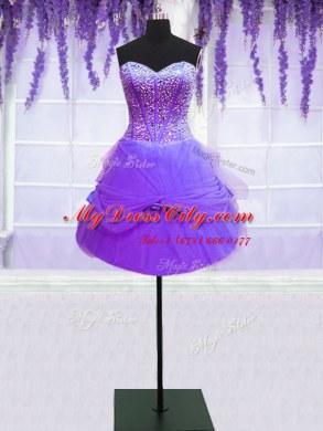 Three Piece Sweetheart Sleeveless Lace Up Sweet 16 Dresses Purple Tulle