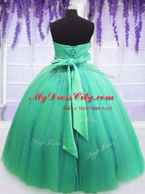 Sleeveless Lace Up Floor Length Beading and Belt Quinceanera Dress