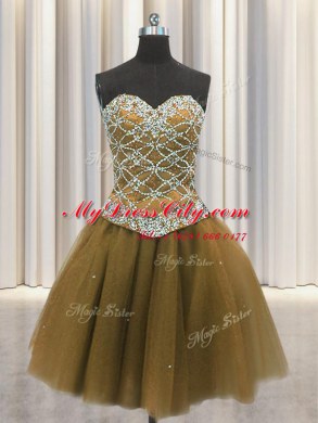 Noble Three Piece Brown Ball Gowns Tulle Sweetheart Sleeveless Beading and Sequins Floor Length Lace Up Vestidos de Quinceanera