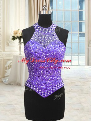 Three Piece Eggplant Purple Sleeveless Beading and Pick Ups Floor Length Sweet 16 Quinceanera Dress