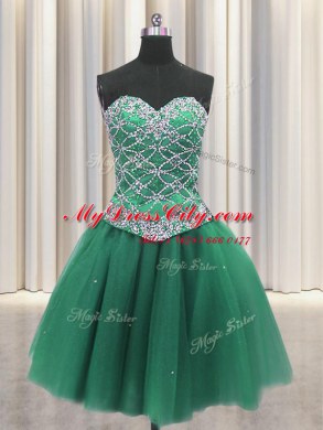 Top Selling Three Piece Green Lace Up Sweetheart Beading and Ruffles 15 Quinceanera Dress Tulle Sleeveless