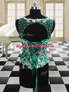 Stunning Four Piece Dark Green Scoop Lace Up Beading and Ruffles Vestidos de Quinceanera Sleeveless