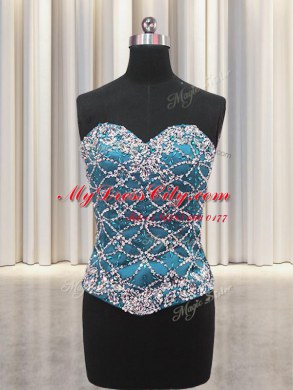 Customized Three Piece Teal Sleeveless Floor Length Beading and Ruffles Lace Up Quinceanera Dress