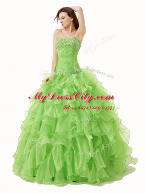 Sexy Sleeveless Organza Lace Up Ball Gown Prom Dress for Military Ball and Sweet 16 and Quinceanera