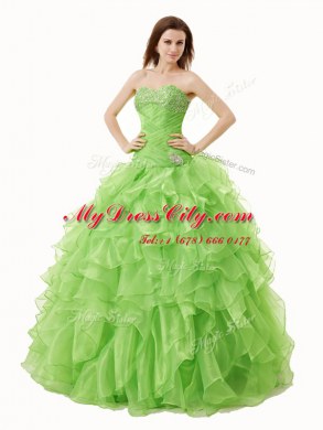 Sexy Sleeveless Organza Lace Up Ball Gown Prom Dress for Military Ball and Sweet 16 and Quinceanera