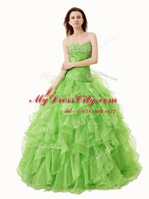 Sexy Sleeveless Organza Lace Up Ball Gown Prom Dress for Military Ball and Sweet 16 and Quinceanera