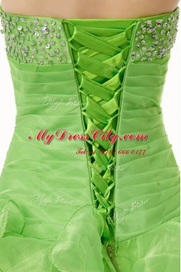 Sexy Sleeveless Organza Lace Up Ball Gown Prom Dress for Military Ball and Sweet 16 and Quinceanera