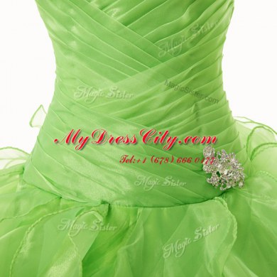 Sexy Sleeveless Organza Lace Up Ball Gown Prom Dress for Military Ball and Sweet 16 and Quinceanera