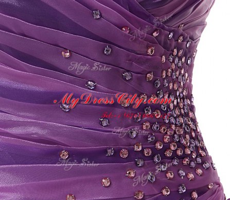 Sweetheart Sleeveless Lace Up Ball Gown Prom Dress Purple Organza