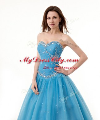 Sweetheart Sleeveless Tulle 15th Birthday Dress Beading and Ruching Lace Up