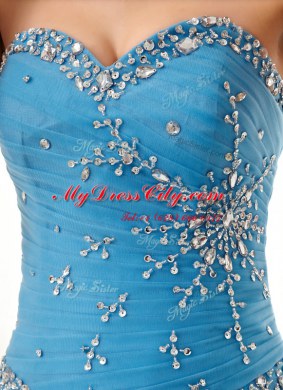 Sweetheart Sleeveless Tulle 15th Birthday Dress Beading and Ruching Lace Up