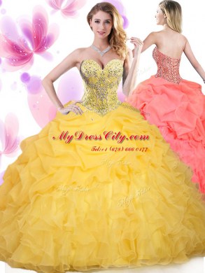 Tulle Sleeveless Floor Length Sweet 16 Quinceanera Dress and Beading and Ruffled Layers