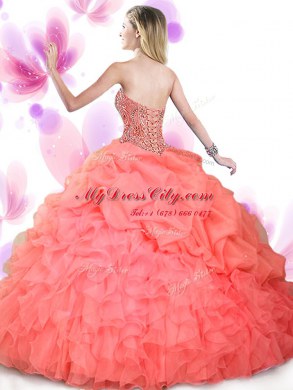 Tulle Sleeveless Floor Length Sweet 16 Quinceanera Dress and Beading and Ruffled Layers