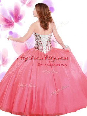 Affordable Turquoise Ball Gowns Beading and Ruffles Ball Gown Prom Dress Lace Up Organza Sleeveless Floor Length