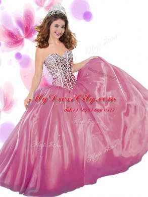 Affordable Turquoise Ball Gowns Beading and Ruffles Ball Gown Prom Dress Lace Up Organza Sleeveless Floor Length