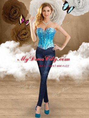 Four Piece Multi-color Ball Gowns Sweetheart Sleeveless Tulle Floor Length Lace Up Beading and Ruffles and Sequins Sweet 16 Dresses