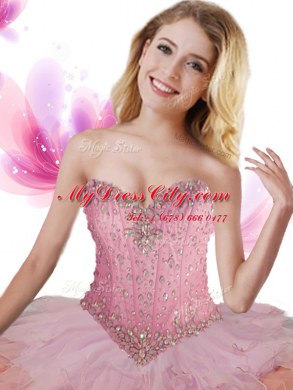 Multi-color Tulle Lace Up Sweet 16 Dresses Sleeveless Floor Length Beading and Ruffles