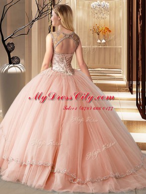 Exquisite Scoop Apple Green Lace Up Sweet 16 Dresses Beading Sleeveless Brush Train