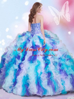 Superior Multi-color Ball Gown Prom Dress Organza Sleeveless Beading and Ruffles