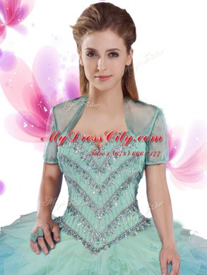 Multi-color Ball Gowns Sweetheart Sleeveless Tulle Floor Length Lace Up Beading and Ruffles Ball Gown Prom Dress